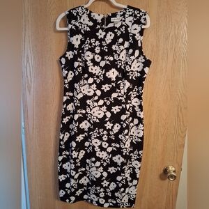 Calvin Klein Black and White Floral Midi Dress